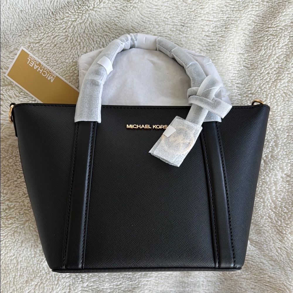 Michael Kors Black Gold Small Pratt Tote Bag New With Tags Handbag Purse